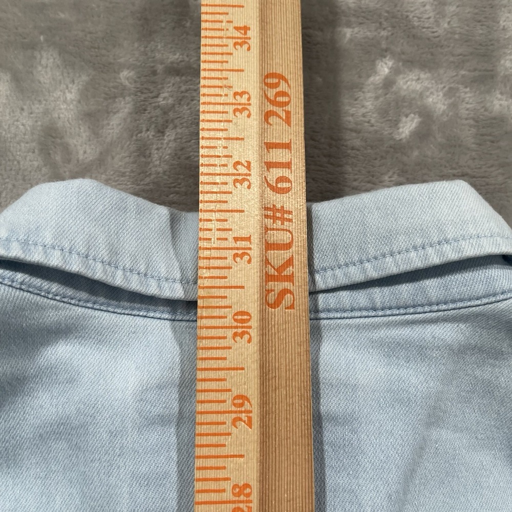 Poncho Shirt Mens Medium Blue Denim Pearl Snap Western Outdoors - Picture 7 of 8